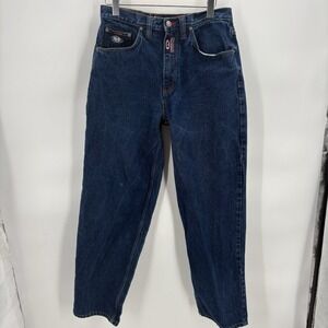 Wu Wear Men's Baggy Wide Leg Hip Hop Y2K Blue Jeans Size 32x30
